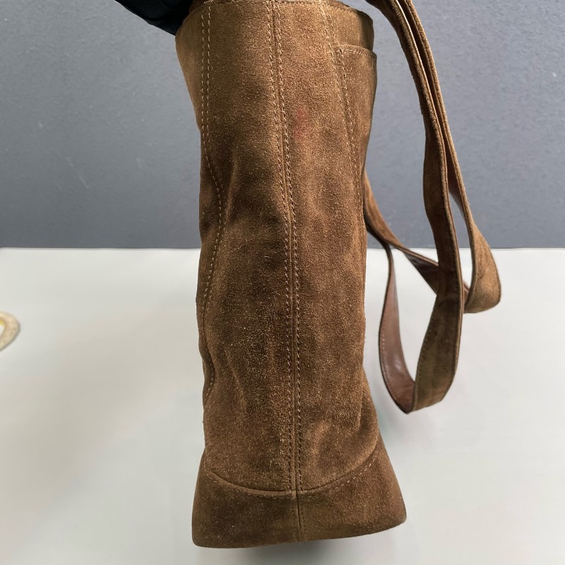 Chanel 棕色麂皮肩背包 中古款-12