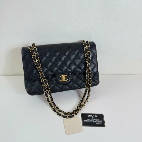 Chanel香奈儿Jumbo 荔枝牛黑金 16開有卡 97-98新