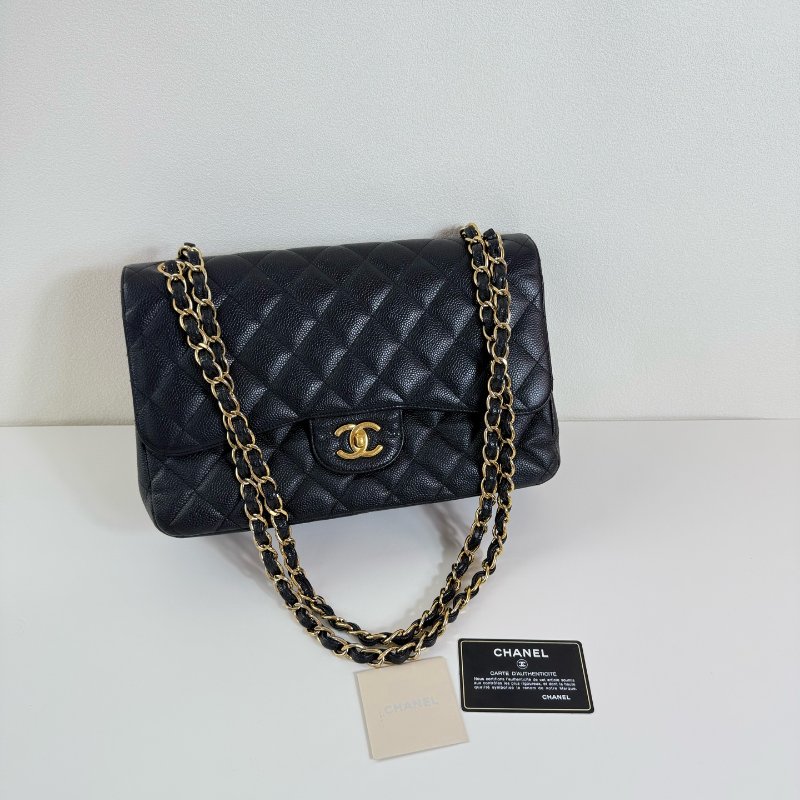 Chanel香奈儿Jumbo 荔枝牛黑金 16開有卡 97-98新-0