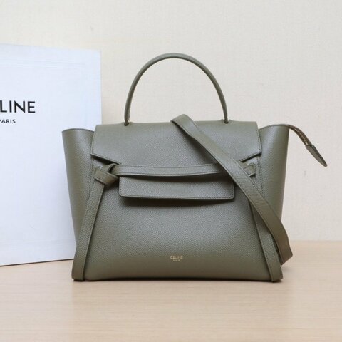 CELINE Belt鯰魚包Micro24綠色牛皮金扣肩背包