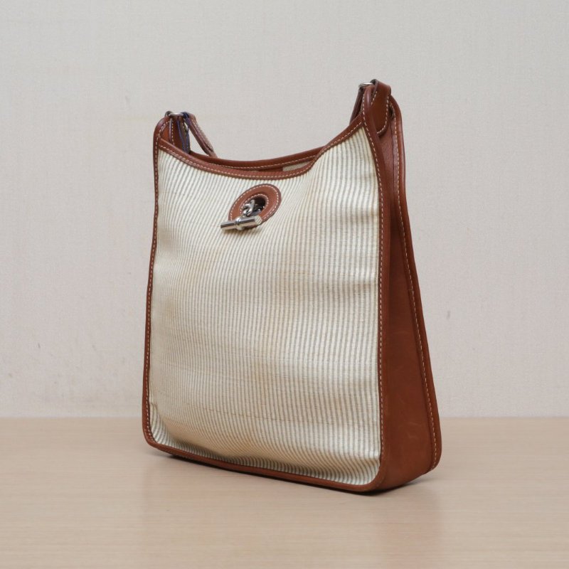 HERMES 37金棕色馬鞍皮框C銀扣中古Vespa肩背包-3