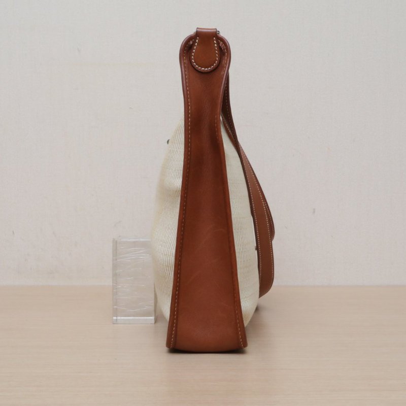 HERMES 37金棕色馬鞍皮框C銀扣中古Vespa肩背包-4
