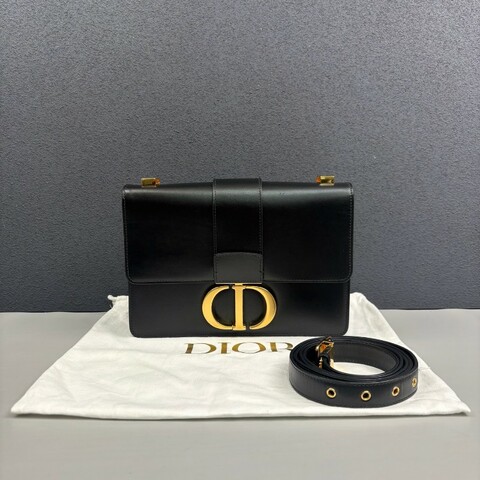 Dior迪奧 黑色全皮金扣Montaigne蒙田30 肩背包