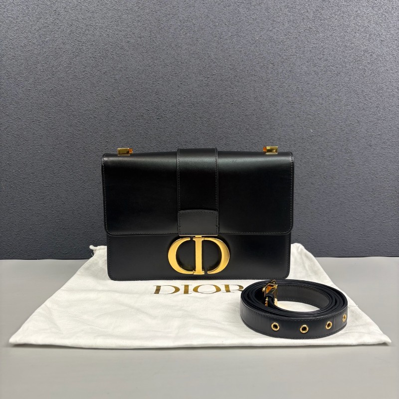 Dior迪奧 黑色全皮金扣Montaigne蒙田30 肩背包-0