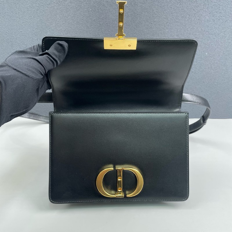 Dior迪奧 黑色全皮金扣Montaigne蒙田30 肩背包-6