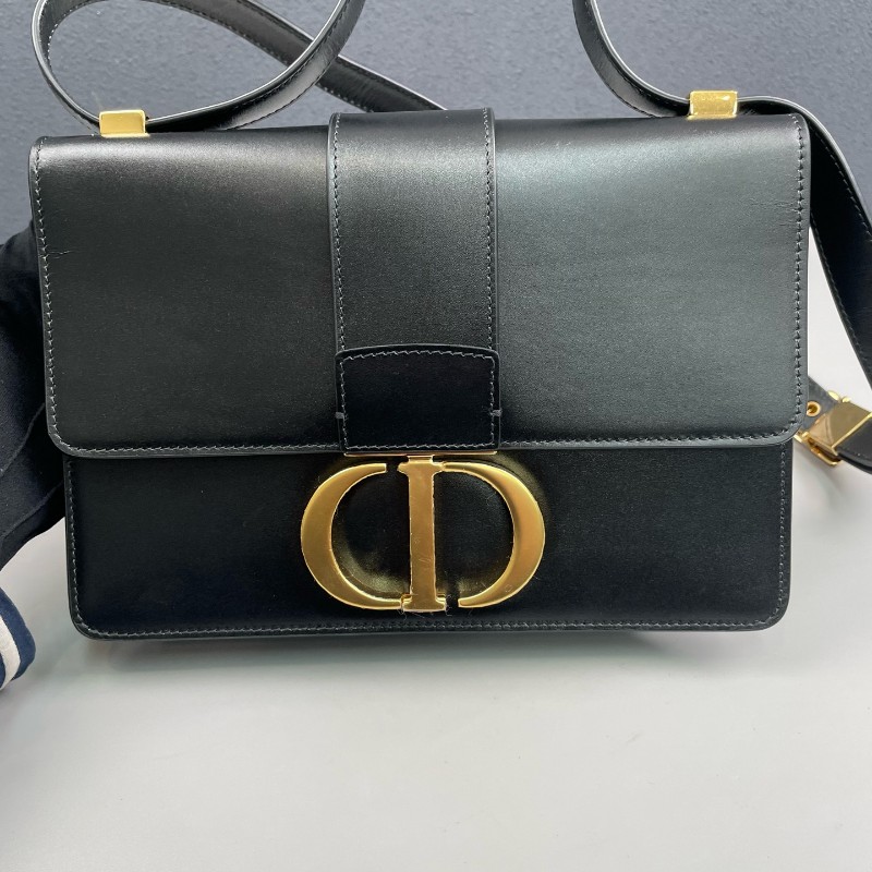 Dior迪奧 黑色全皮金扣Montaigne蒙田30 肩背包-9