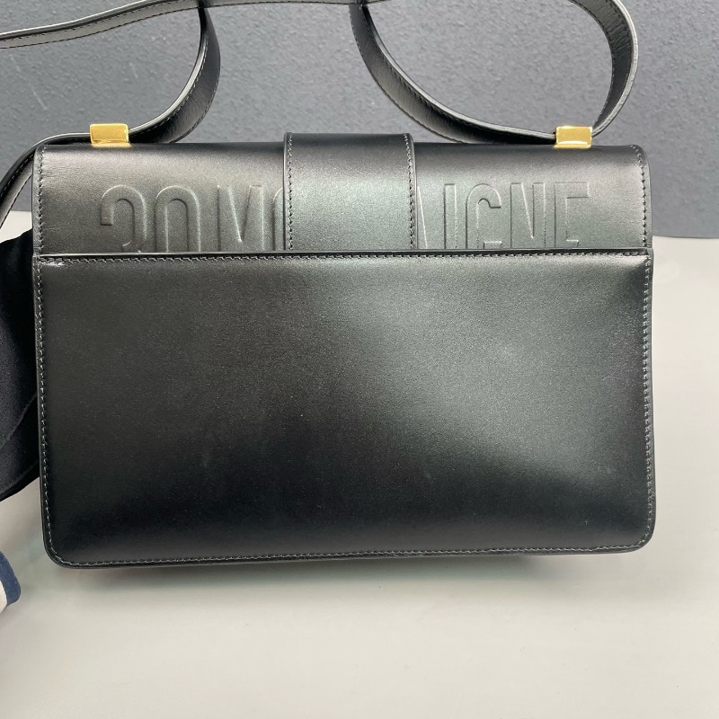 Dior迪奧 黑色全皮金扣Montaigne蒙田30 肩背包-10