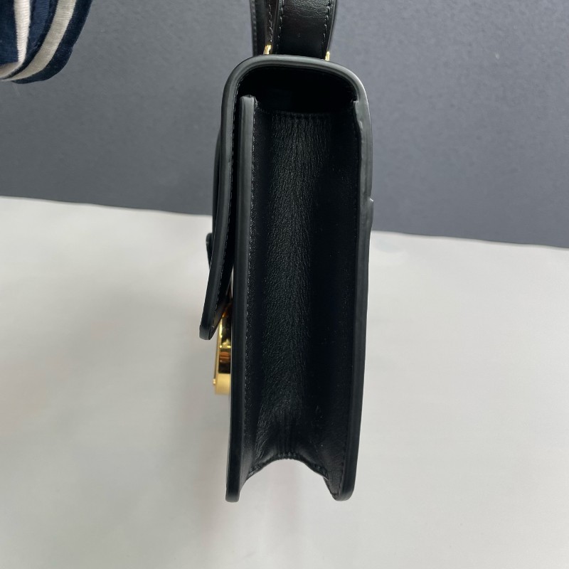 Dior迪奧 黑色全皮金扣Montaigne蒙田30 肩背包-11