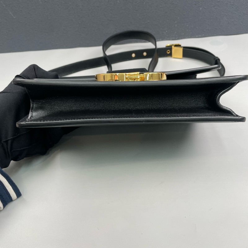 Dior迪奧 黑色全皮金扣Montaigne蒙田30 肩背包-13