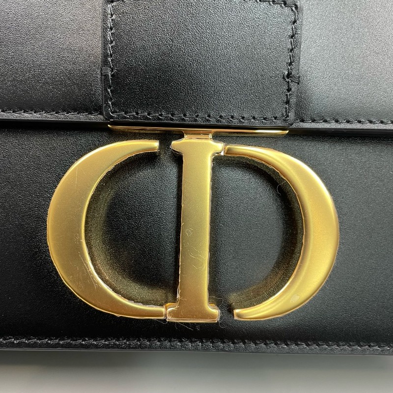Dior迪奧 黑色全皮金扣Montaigne蒙田30 肩背包-16