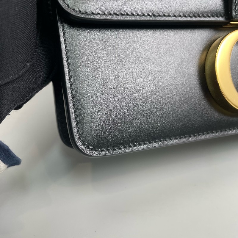 Dior迪奧 黑色全皮金扣Montaigne蒙田30 肩背包-23