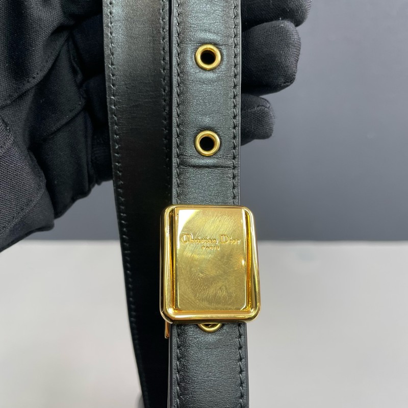 Dior迪奧 黑色全皮金扣Montaigne蒙田30 肩背包-26