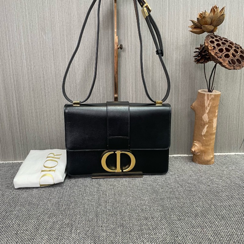 Dior迪奧 黑色全皮金扣Montaigne蒙田30 肩背包-27
