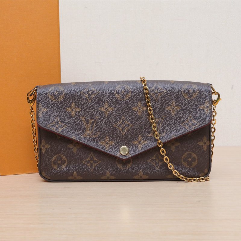 LOUIS VUITTON POCHETTEFELICIE三合一鏈條包老花PVC2017肩背包-0