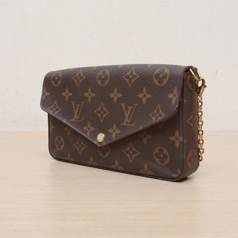 LOUIS VUITTON POCHETTEFELICIE三合一鏈條包老花PVC2017肩背包-3