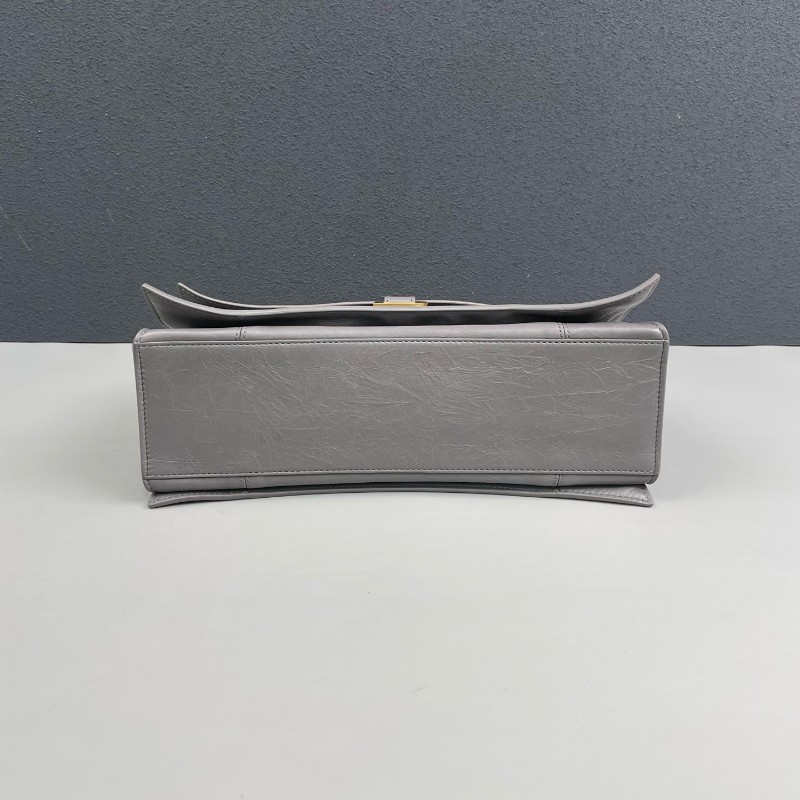 Balenciaga灰色全皮金扣Crush中號鏈條包 肩背包-4