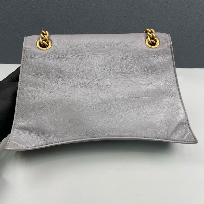 Balenciaga灰色全皮金扣Crush中號鏈條包 肩背包-15
