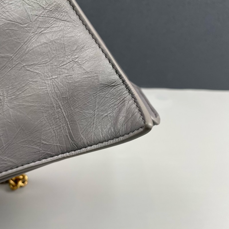 Balenciaga灰色全皮金扣Crush中號鏈條包 肩背包-18