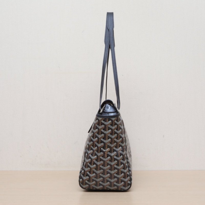 GOYARD Rouette翻蓋Tote小號31黑色PVC銀扣肩背包-4