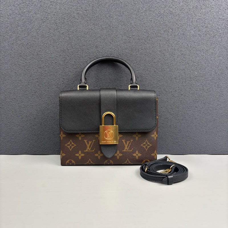 LV路易威登 老花拼黑色Locky BB鎖頭包 肩背包-0