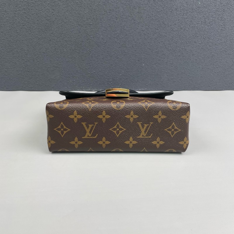 LV路易威登 老花拼黑色Locky BB鎖頭包 肩背包-4