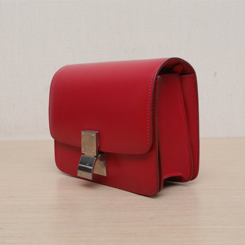 CELINE ClassicBox小號紅色牛皮銀扣肩背包-2