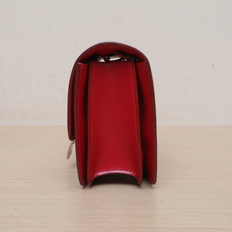CELINE ClassicBox小號紅色牛皮銀扣肩背包-3