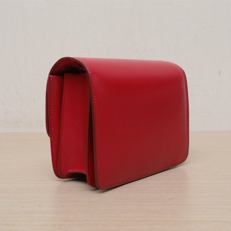 CELINE ClassicBox小號紅色牛皮銀扣肩背包-4