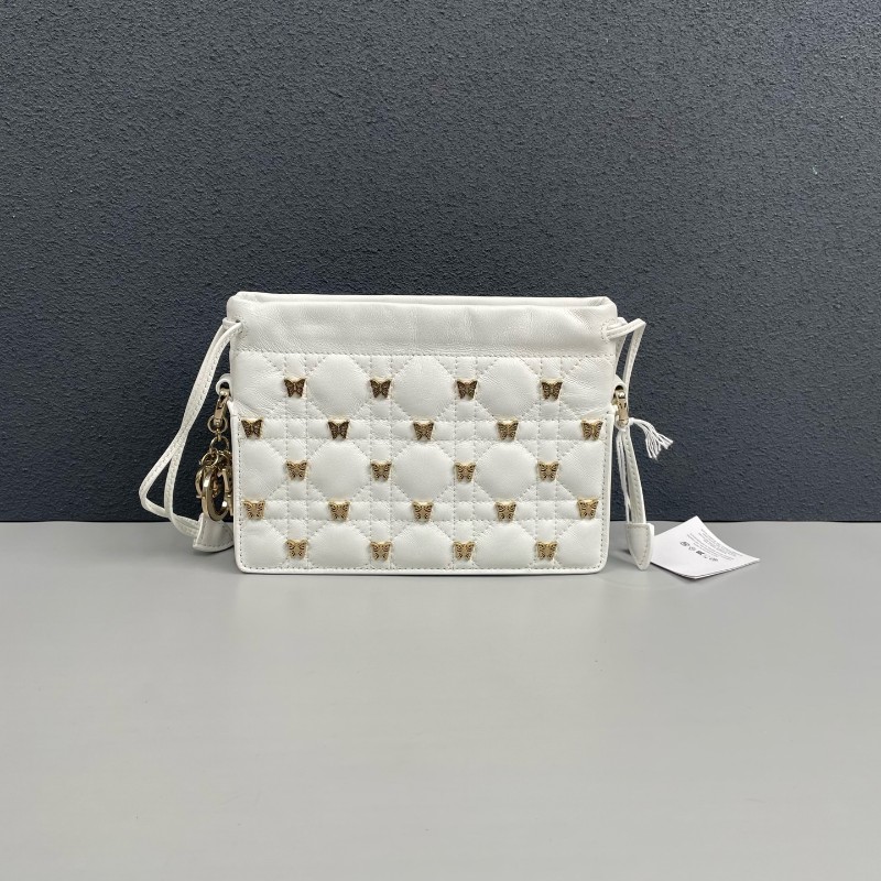 Dior迪奧  白色全皮milly蝴蝶限定款手提包肩背包-1