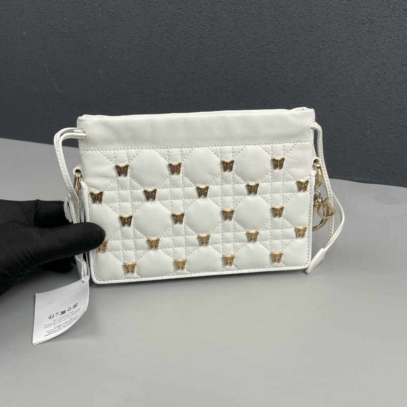 Dior迪奧  白色全皮milly蝴蝶限定款手提包肩背包-6