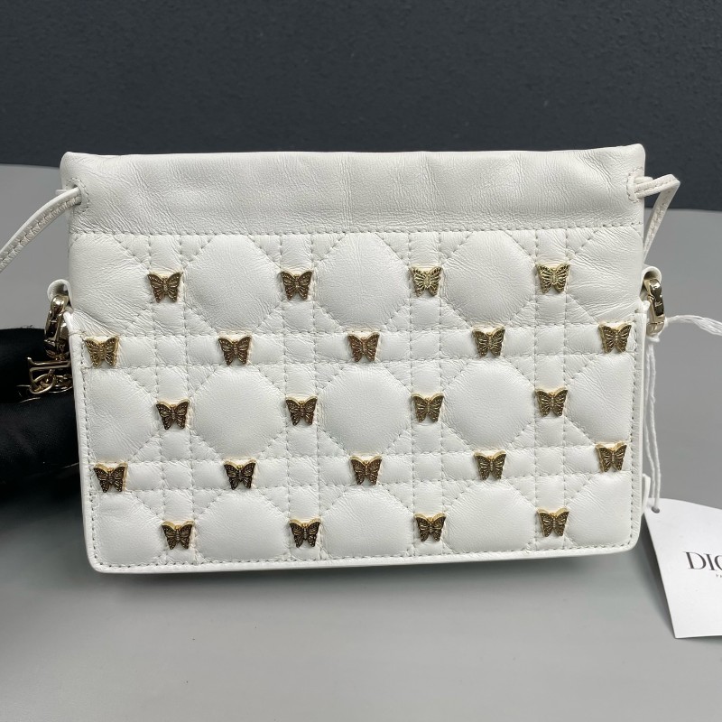 Dior迪奧  白色全皮milly蝴蝶限定款手提包肩背包-9
