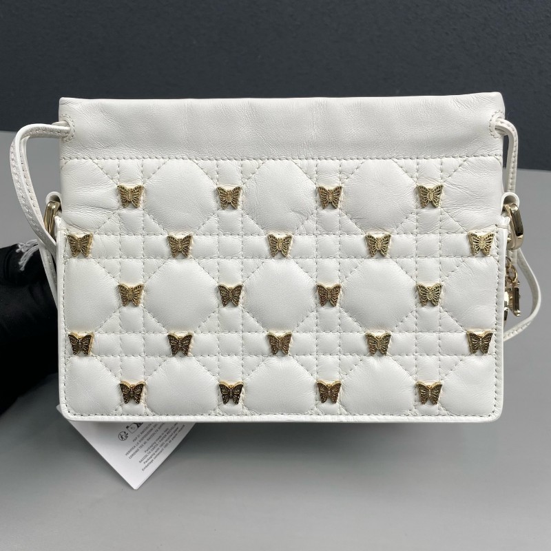 Dior迪奧  白色全皮milly蝴蝶限定款手提包肩背包-10