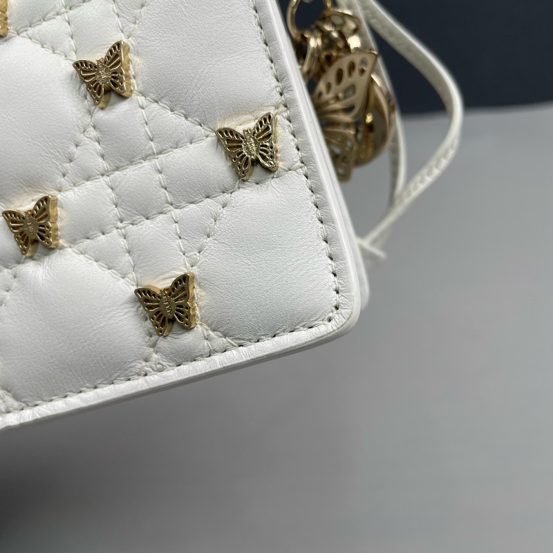Dior迪奧  白色全皮milly蝴蝶限定款手提包肩背包-19