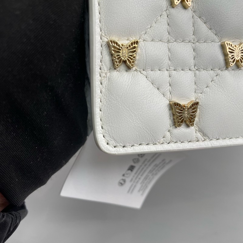 Dior迪奧  白色全皮milly蝴蝶限定款手提包肩背包-20