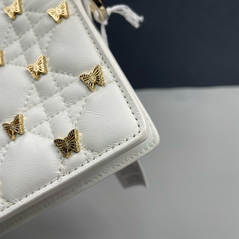 Dior迪奧  白色全皮milly蝴蝶限定款手提包肩背包-21