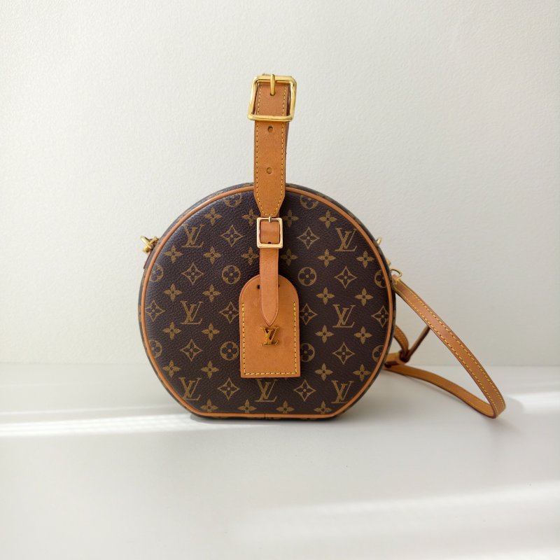 LV 路易威登 BOITE CHAPEAU 小號 老花棕色圓餅硬盒子 斜挎包-0