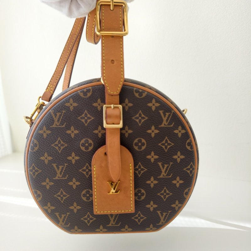 LV 路易威登 BOITE CHAPEAU 小號 老花棕色圓餅硬盒子 斜挎包-4