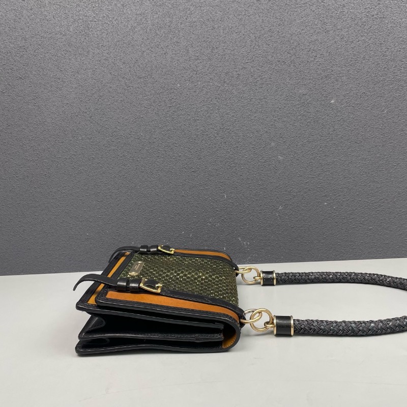 Burberry 藤編拼牛皮拼色肩背包-3