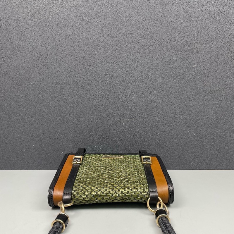 Burberry 藤編拼牛皮拼色肩背包-4
