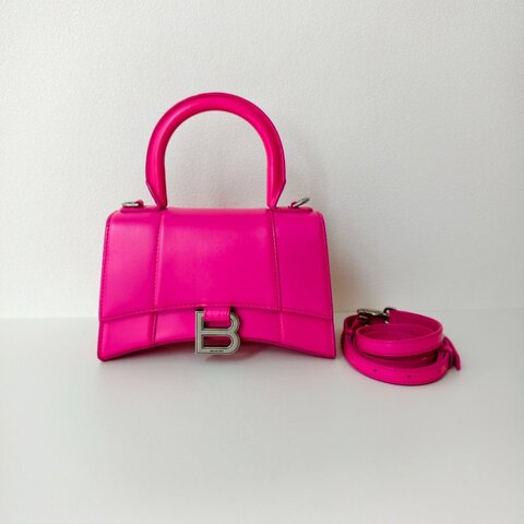 Balenciaga 巴黎世家 粉紅色沙漏牛皮斜挎包 超小號