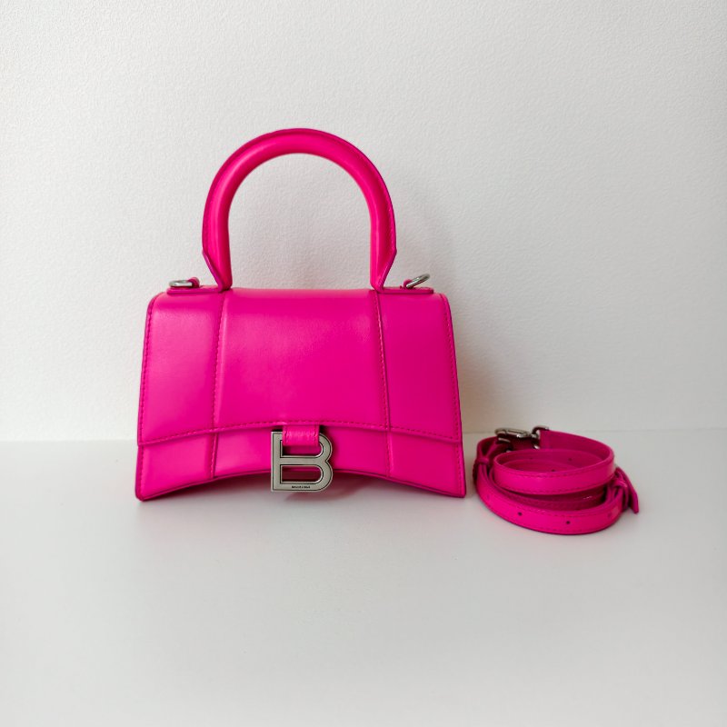 Balenciaga 巴黎世家 粉紅色沙漏牛皮斜挎包 超小號-0