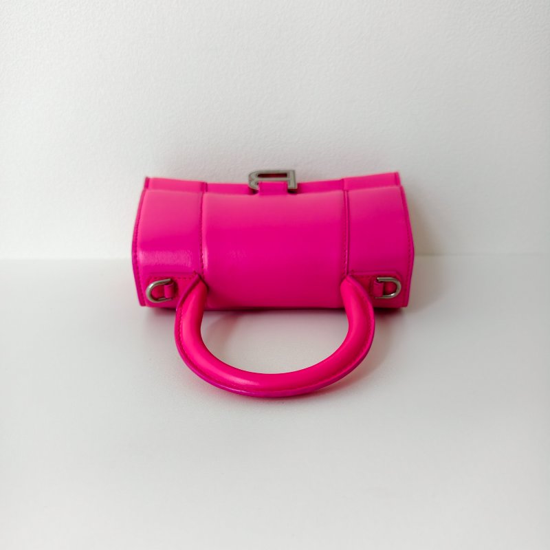 Balenciaga 巴黎世家 粉紅色沙漏牛皮斜挎包 超小號-4