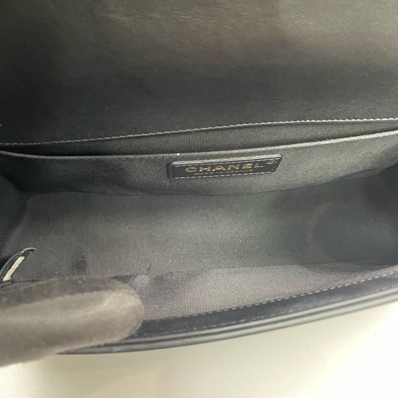 Chanel香奈兒 黑色全皮菠蘿金扣Leboy中號鏈條包-7