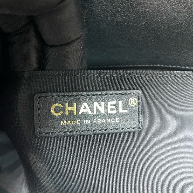 Chanel香奈兒 黑色全皮菠蘿金扣Leboy中號鏈條包-16