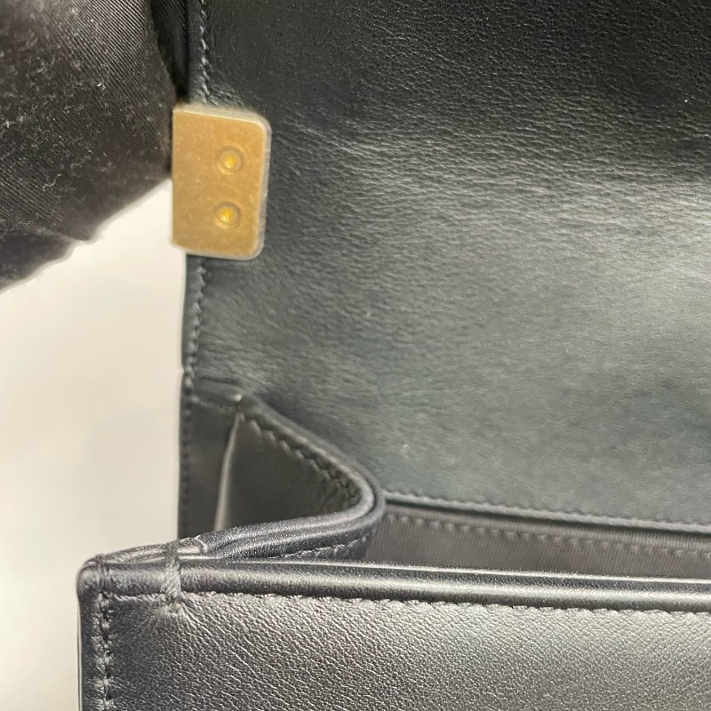 Chanel香奈兒 黑色全皮菠蘿金扣Leboy中號鏈條包-17
