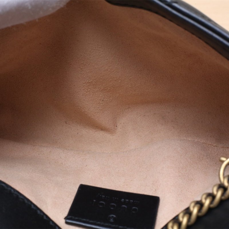 GUCCI GGMarmont肩背包超Mini16.5黑色牛皮金扣肩背包-2