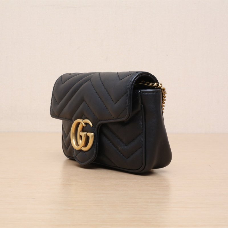 GUCCI GGMarmont肩背包超Mini16.5黑色牛皮金扣肩背包-3