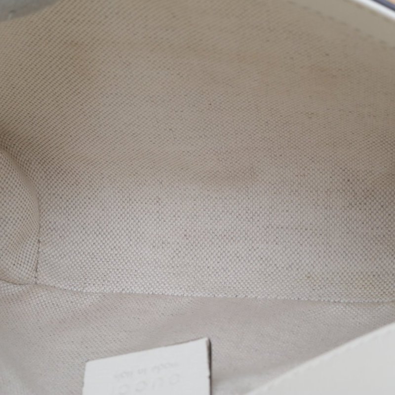 GUCCI Horsebit馬銜扣1955馬鞍包Mini20.5可拆卸雙肩帶白色帆布金扣肩背包-3