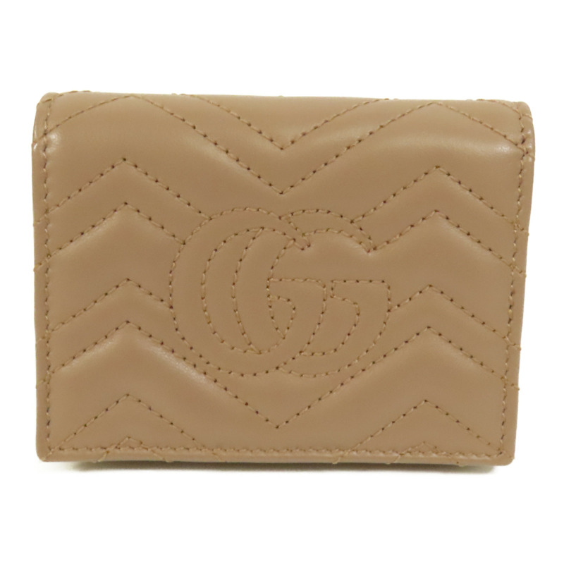 GUCCI 牛皮皮革GG Marmont金扣錢包-1