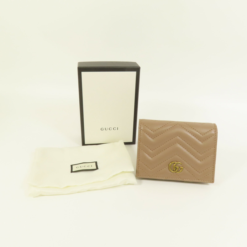 GUCCI 牛皮皮革GG Marmont金扣錢包-9